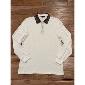 ETRO Polo Shirt Chenille Collar Pique Cotton Milano Italy Designer Men's L